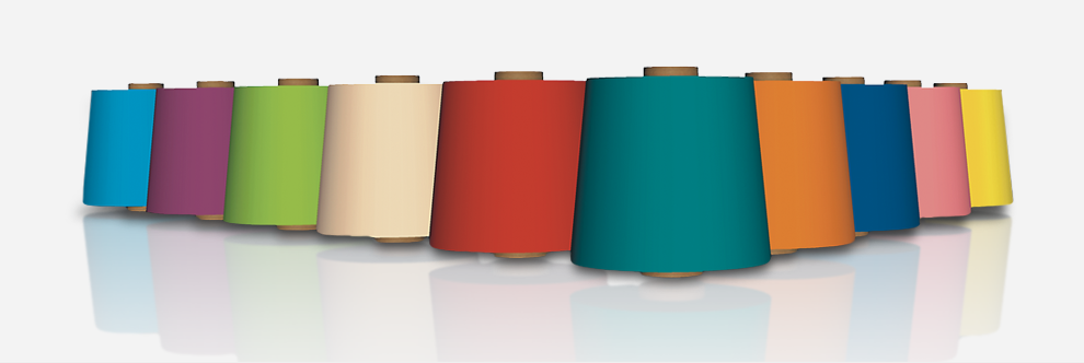 3D-image of yarn packages; colorful variety for all types of usage